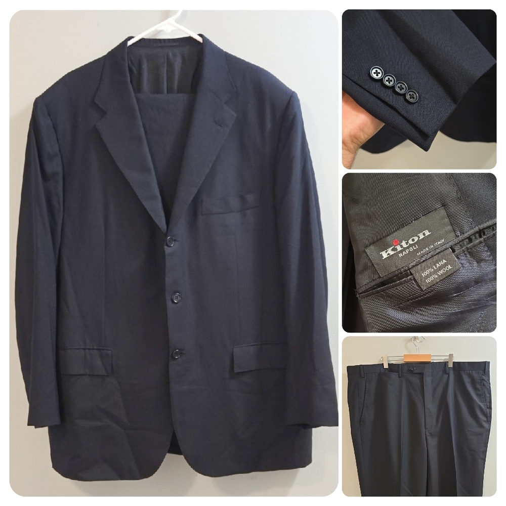 KITON Napoli Navy Blue Men's 2 Piece Suit Size EU 60 US 50